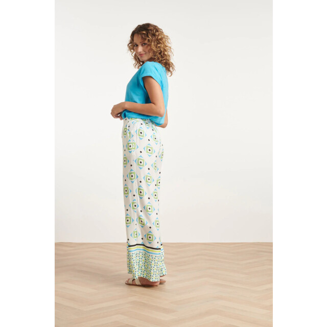 Smashed Lemon 24070 lange flowy zomerbroek met grafische print | 24070-000-998 large