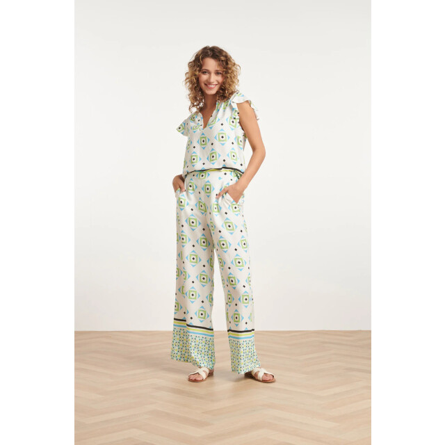 Smashed Lemon 24071 zomerse top met v-halsspeelse frill mouwen | 24071-000-998 large