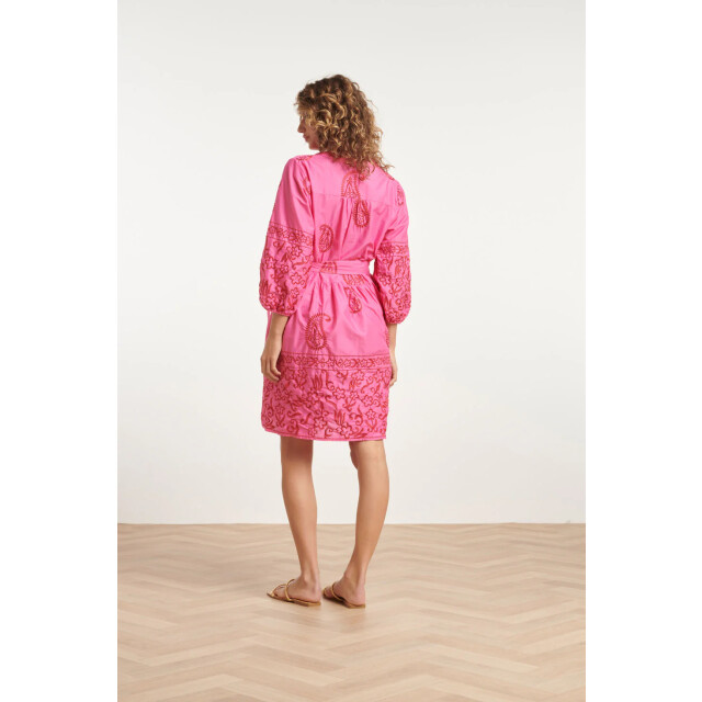 Smashed Lemon 24077 fuchsia zomerjurk met paisley borduurwerk | 24077-420-450 large