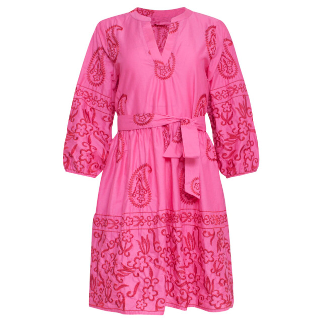 Smashed Lemon 24077 fuchsia zomerjurk met paisley borduurwerk | 24077-420-450 large