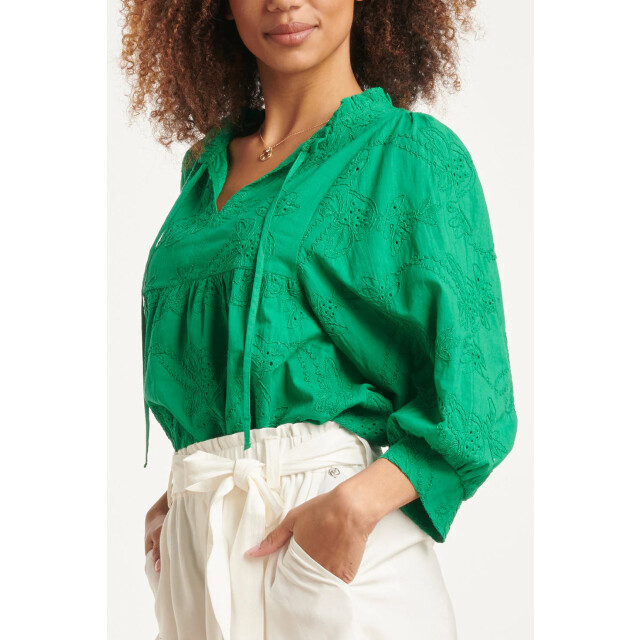 Smashed Lemon 24112 bloemen geborduurde top emerald | 24112-530-XL large
