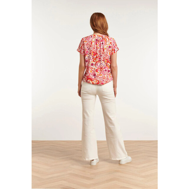 Smashed Lemon 23211 short sleeve print white- women's tops | 23211-000-998 large
