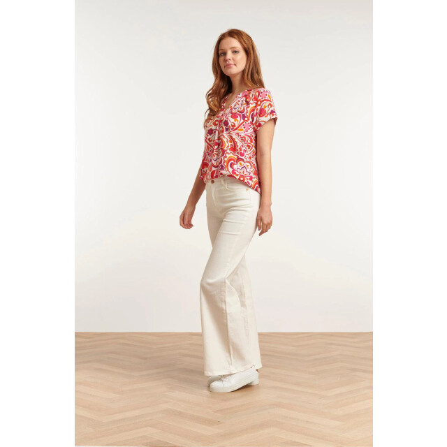 Smashed Lemon 23211 short sleeve print white- women's tops | 23211-000-998 large