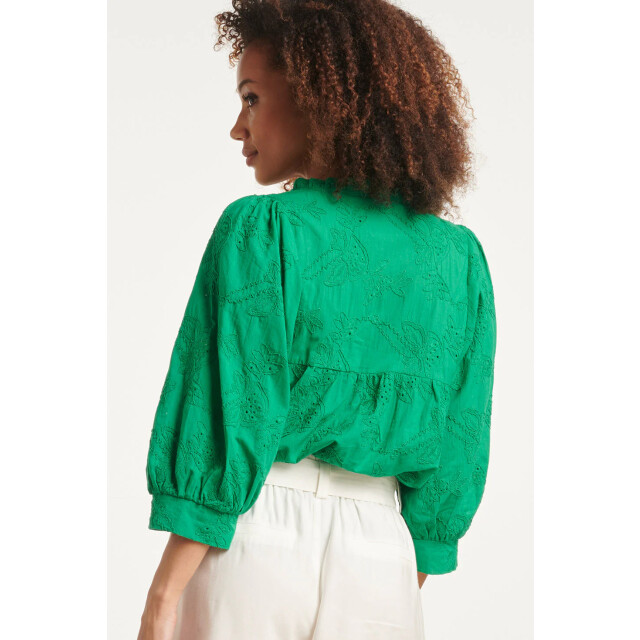 Smashed Lemon 24112 bloemen geborduurde top emerald | 24112-530-XL large