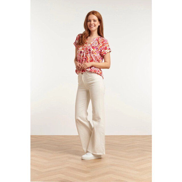 Smashed Lemon 23211 short sleeve print white- women's tops | 23211-000-998 large