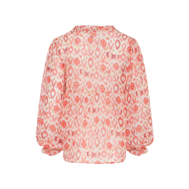 Smashed Lemon 23028 losvallende top met pofmouwen aztec printbrique | 23028-998 large