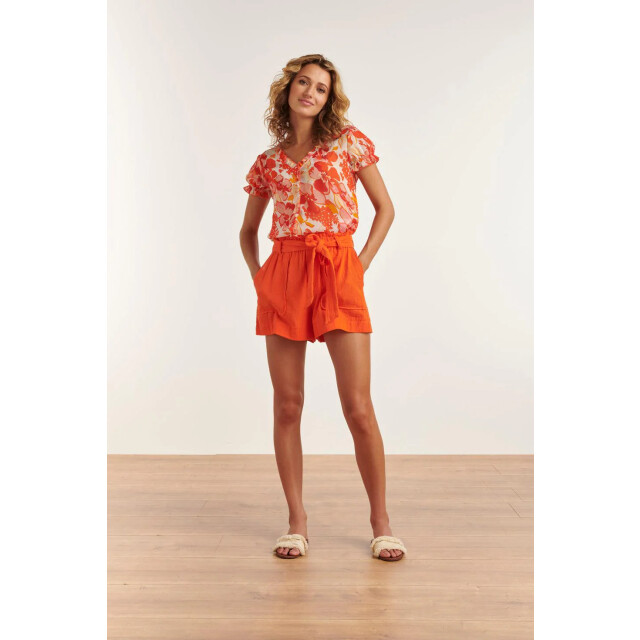 Smashed Lemon 23353-250 stijlvolle zomerbroek met riem 100% katoen | 23353-250-XXL large