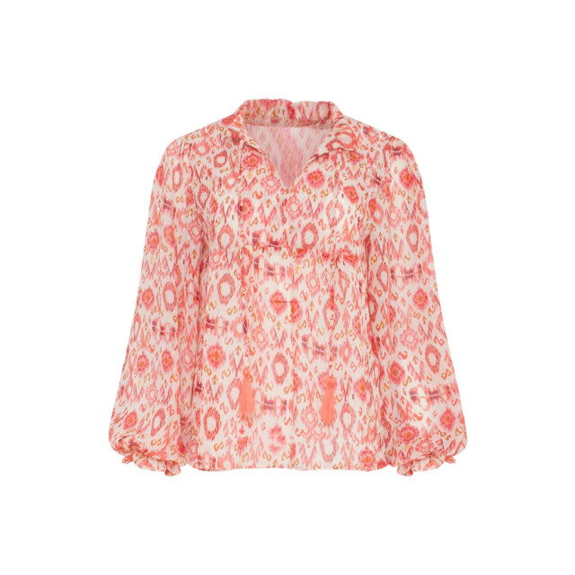 Smashed Lemon 23028 losvallende top met pofmouwen aztec printbrique | 23028-998 large
