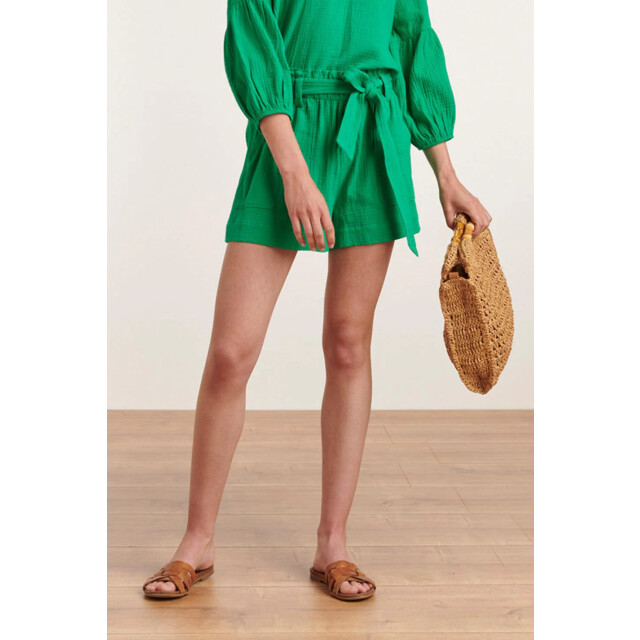 Smashed Lemon 23053-530 versatile high waist fit sash tie front mini shorts | 23053-530-4XL large