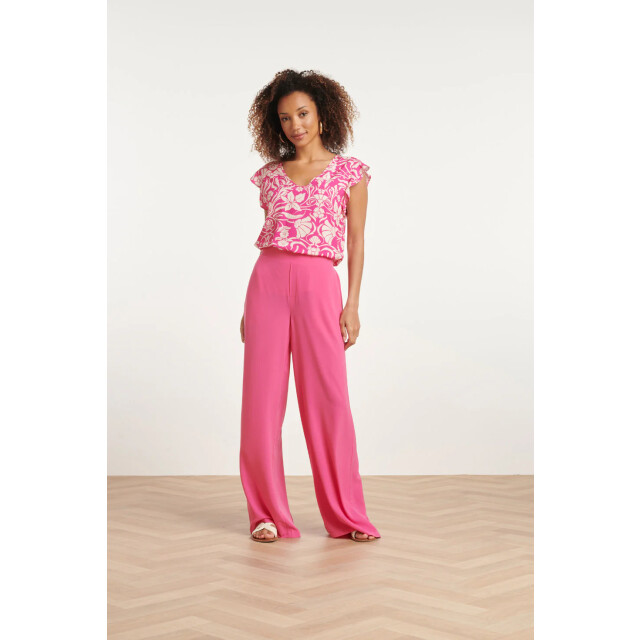 Smashed Lemon 24088 losvallende wijde broek met elastische achterkantfel | 24088-445-XS large