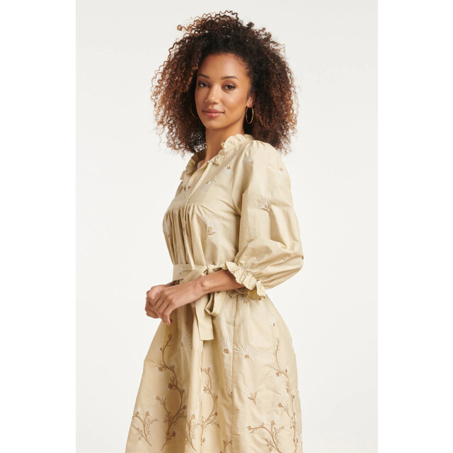 Smashed Lemon 24079 geborduurde jurk met neutrale bloemendesign print | 24079-720-010 large