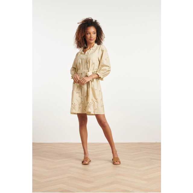 Smashed Lemon 24079 geborduurde jurk met neutrale bloemendesign print | 24079-720-010 large