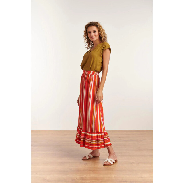 Smashed Lemon 23091 casual lange rok met ruchesmulti | 23091-998 large