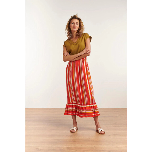 Smashed Lemon 23091 casual lange rok met ruchesmulti | 23091-998 large