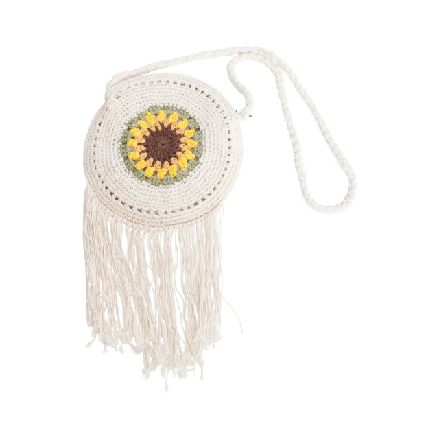 Smashed Lemon 56024 gehaakte ronde crossbody tas met zonnebloemprint | 56024-000-998 large