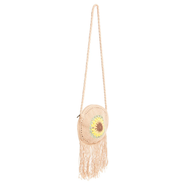 Smashed Lemon 56024 gehaakte ronde crossbody tas donker met zonnebloemprint | 56024-725-998 large
