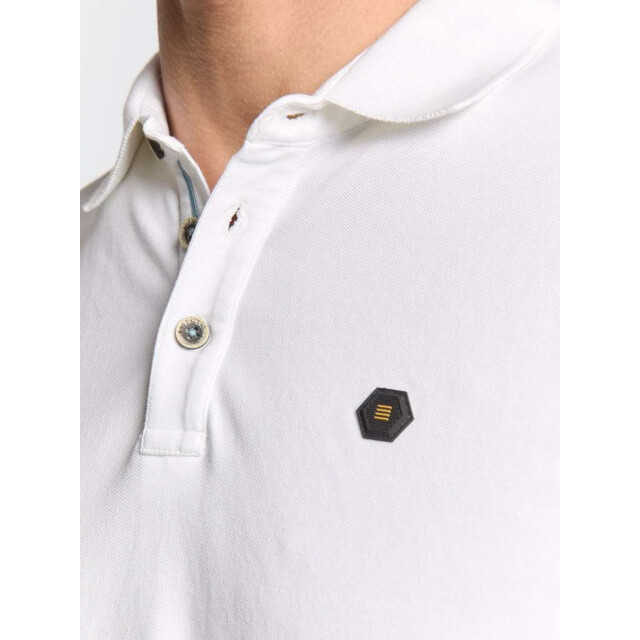 No Excess Polo pique garment dyed white N3801-010 large