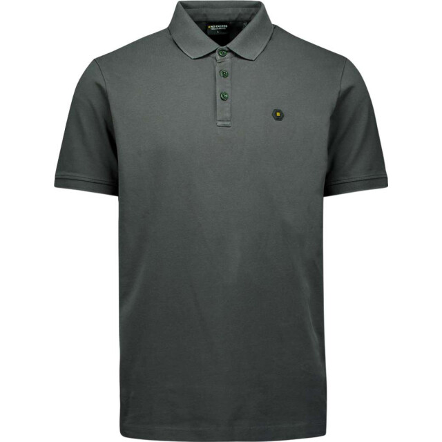 No Excess Polo pique garment dyed dark steel N3801-124 large