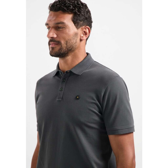 No Excess Polo pique garment dyed dark steel N3801-124 large