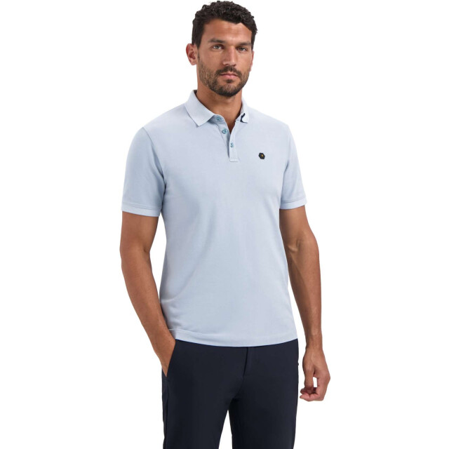 No Excess Polo pique garment dyed dusty blue N3801-138 large