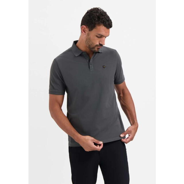 No Excess Polo pique garment dyed dark steel N3801-124 large