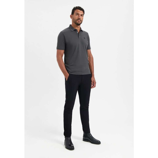 No Excess Polo pique garment dyed dark steel N3801-124 large