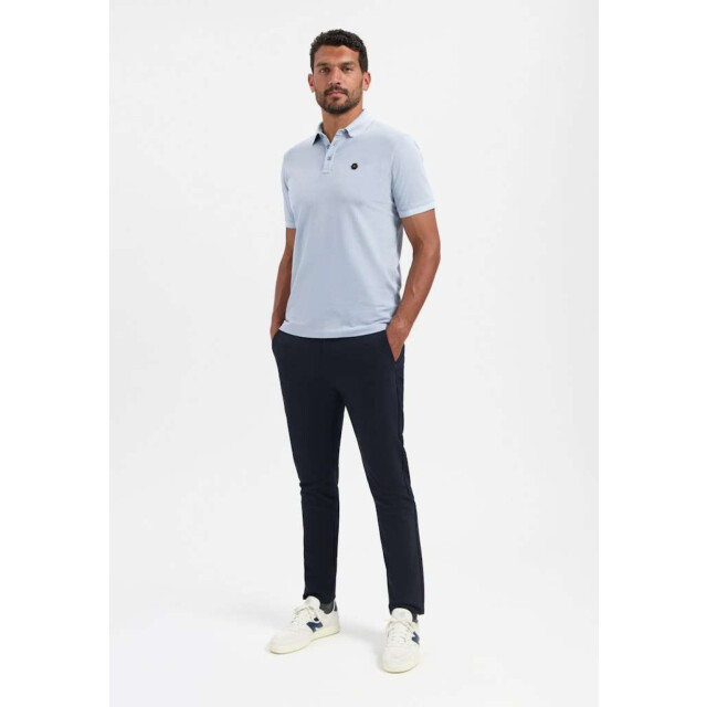 No Excess Polo pique garment dyed dusty blue N3801-138 large
