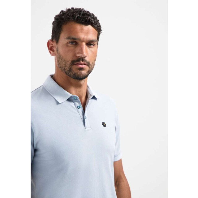 No Excess Polo pique garment dyed dusty blue N3801-138 large