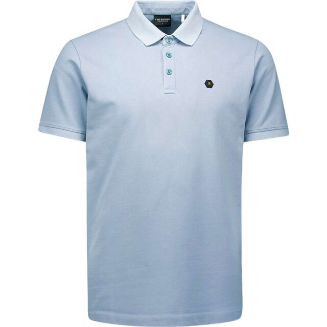 No Excess Polo pique garment dyed dusty blue N3801-138 large