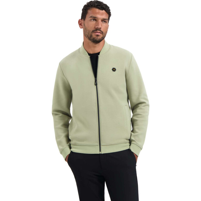 No Excess Sweater full zipper pique bomber light moss 29100806SN-197 large