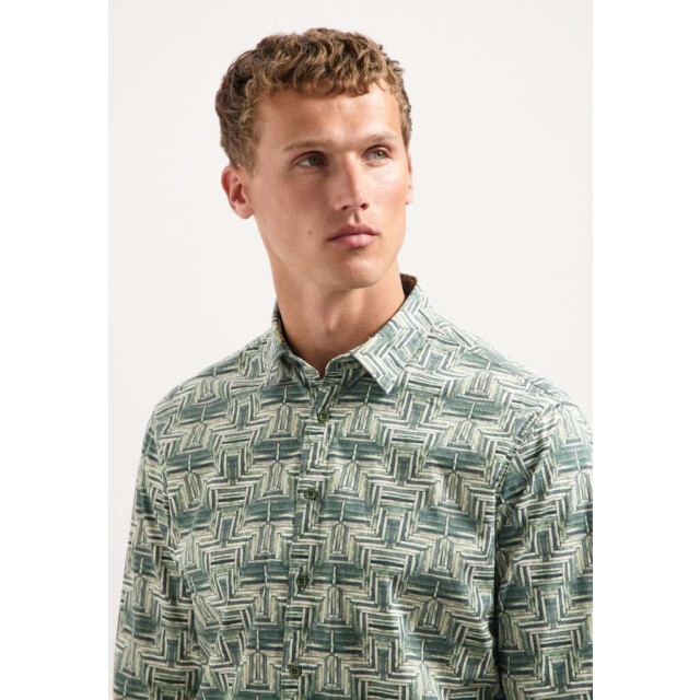 No Excess Shirt stretch allover printed dark green 29450701-052 large