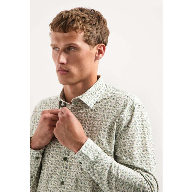 No Excess Shirt stretch allover printed dark green 29450708-052 large