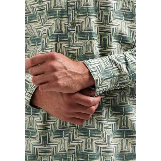 No Excess Shirt stretch allover printed dark green 29450701-052 large