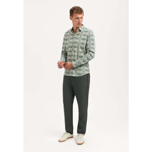 No Excess Shirt stretch allover printed dark green 29450701-052 large