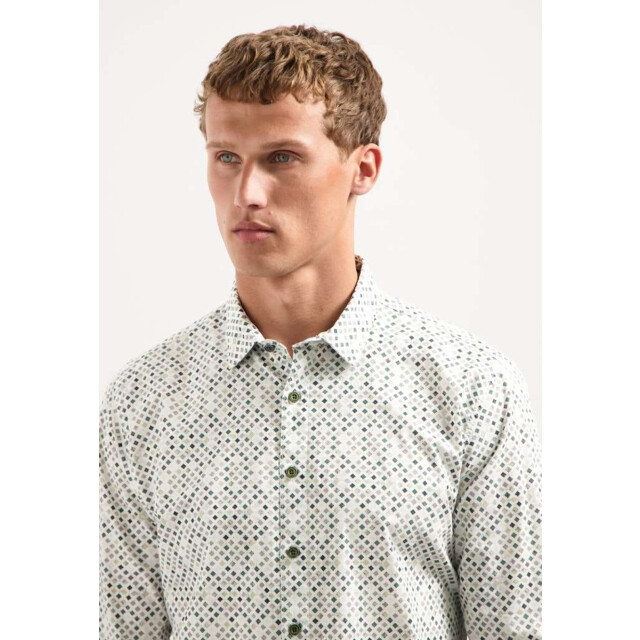 No Excess Shirt stretch allover printed dark green 29450804-052 large