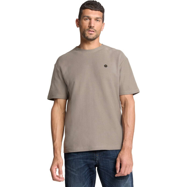 No Excess T-shirt crewneck solid jacquard clay 29320733-018 large