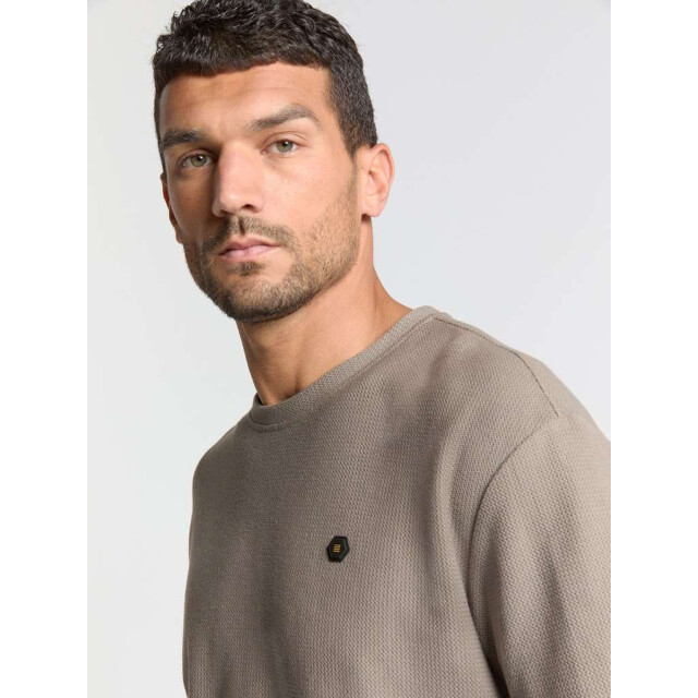 No Excess T-shirt crewneck solid jacquard clay 29320733-018 large