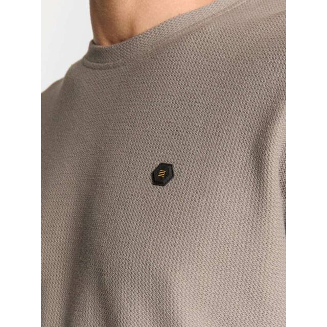 No Excess T-shirt crewneck solid jacquard clay 29320733-018 large