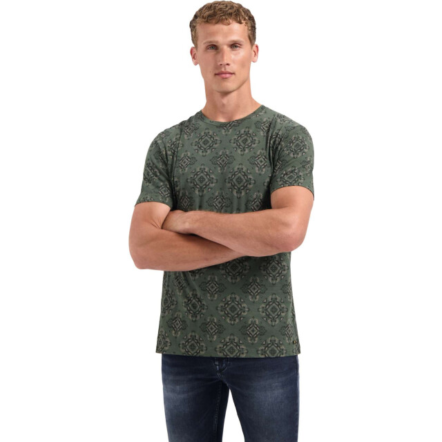 No Excess T-shirt crewneck allover printed ga dark green 29350709-052 large