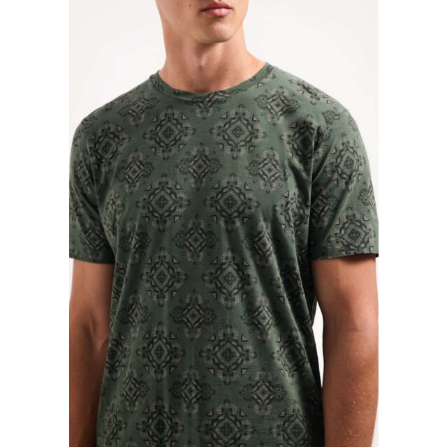 No Excess T-shirt crewneck allover printed ga dark green 29350709-052 large