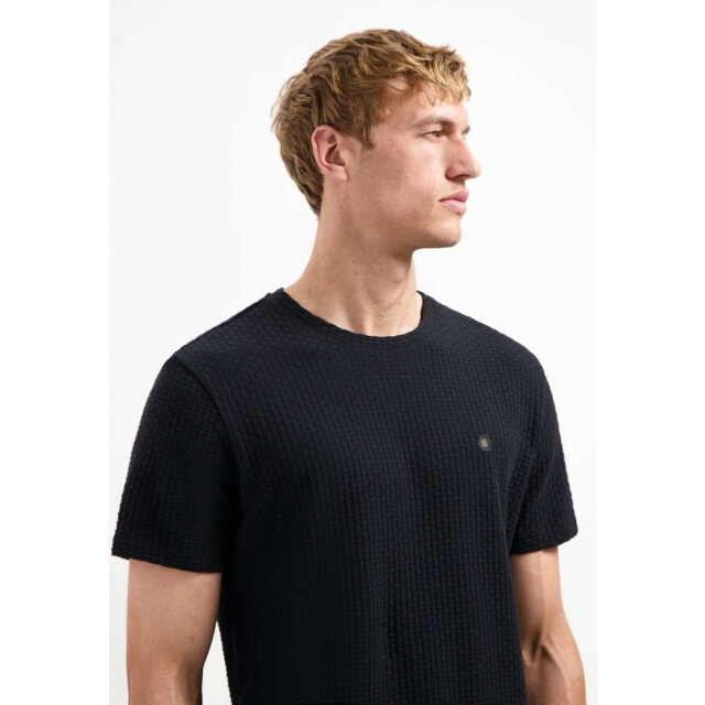 No Excess T-shirt crewneck relief jacquard bl black 29360791-020 large