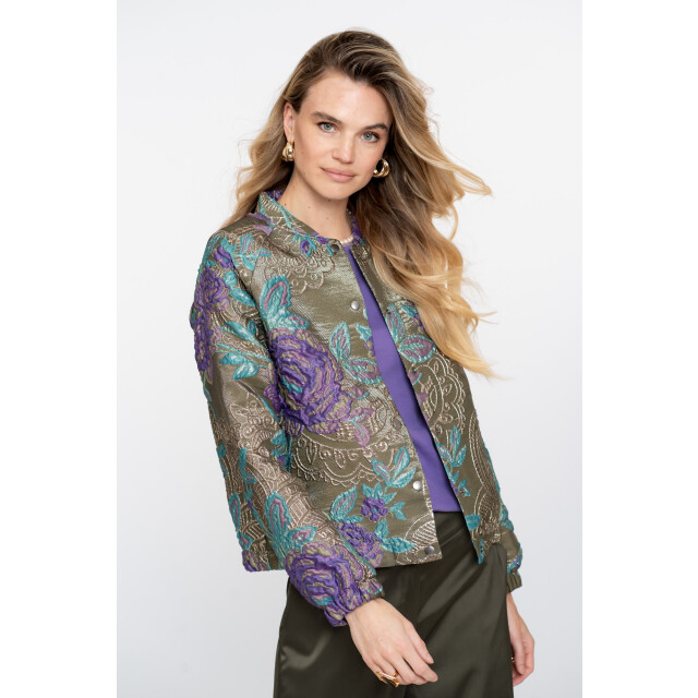 Geisha 55713-20 530 jacket flowers lurex green/purple 55713-20 530 large