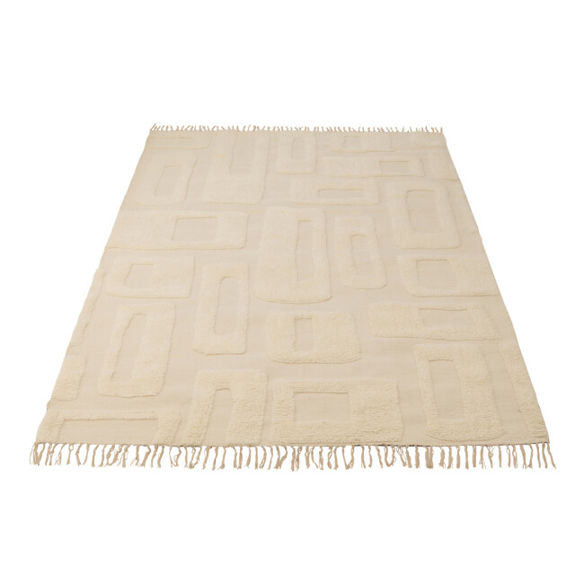 J-Line Rug abstract lines wool ecru 56342 large