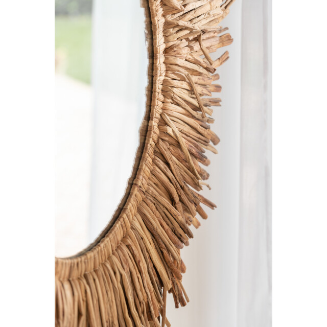 J-Line Spiegel maurice rond waterhyacint bruin large 11269 large
