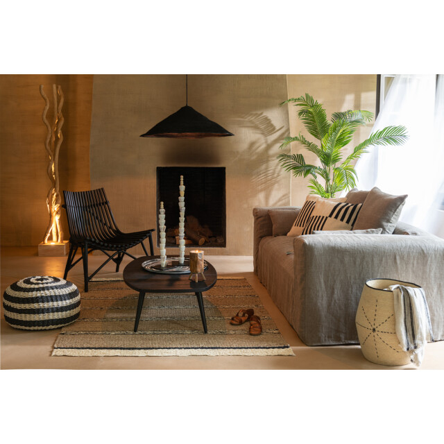 J-Line Tapijt gevlochten zeegras-palmblad naturel zwart 20868 large