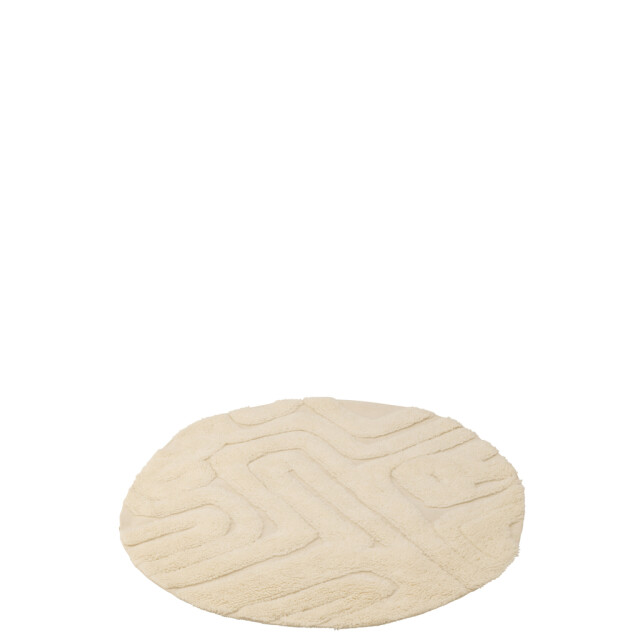 J-Line Rug abstract lines round wool ecru 56341 large