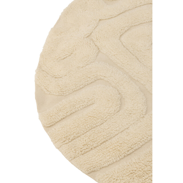 J-Line Rug abstract lines round wool ecru 56341 large