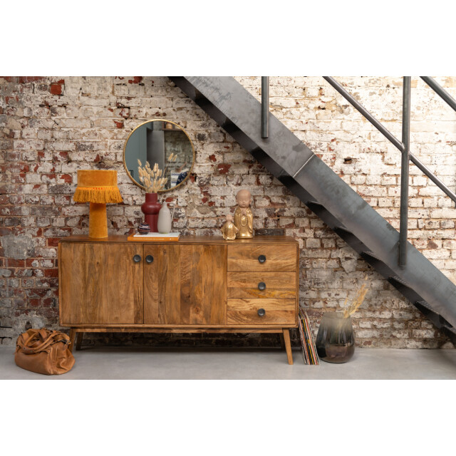 J-Line Mirror mona round iron/glass gold large 15877 large