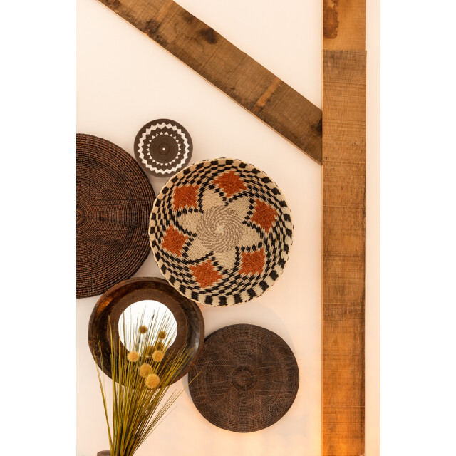 J-Line Mirror round bowl shaped recycled wood brown 96485 large