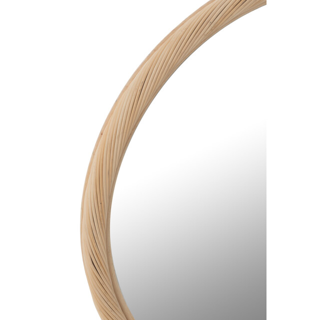 J-Line Wall mirror round rattan/glass natural medium 46368 large